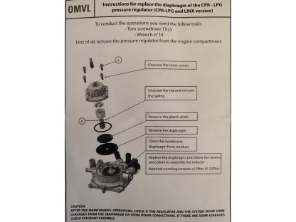 Revízna sada plynového ventilu reduktora OMVL CPR org (900274 OMVL)
