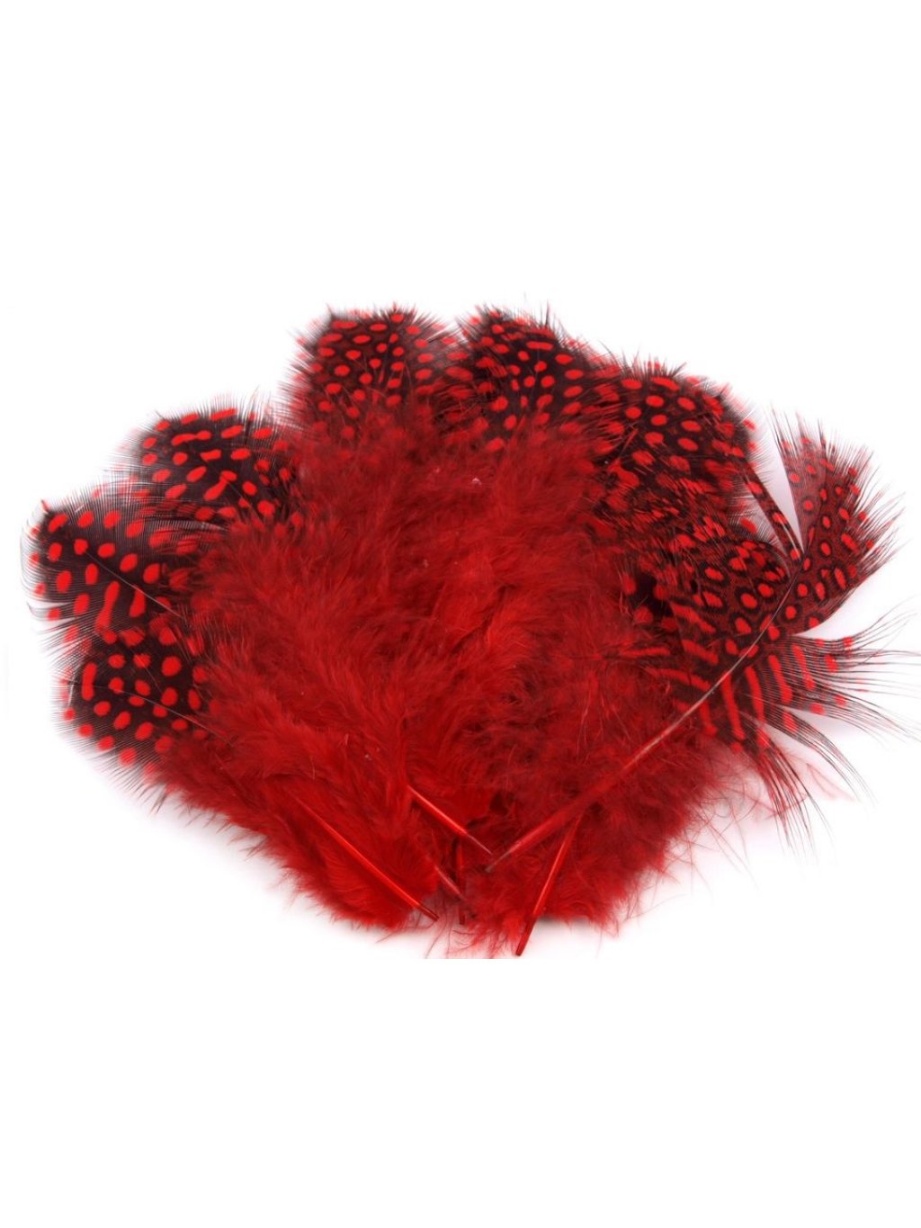 Ozdobné slepičí peří červené 5-13 cm