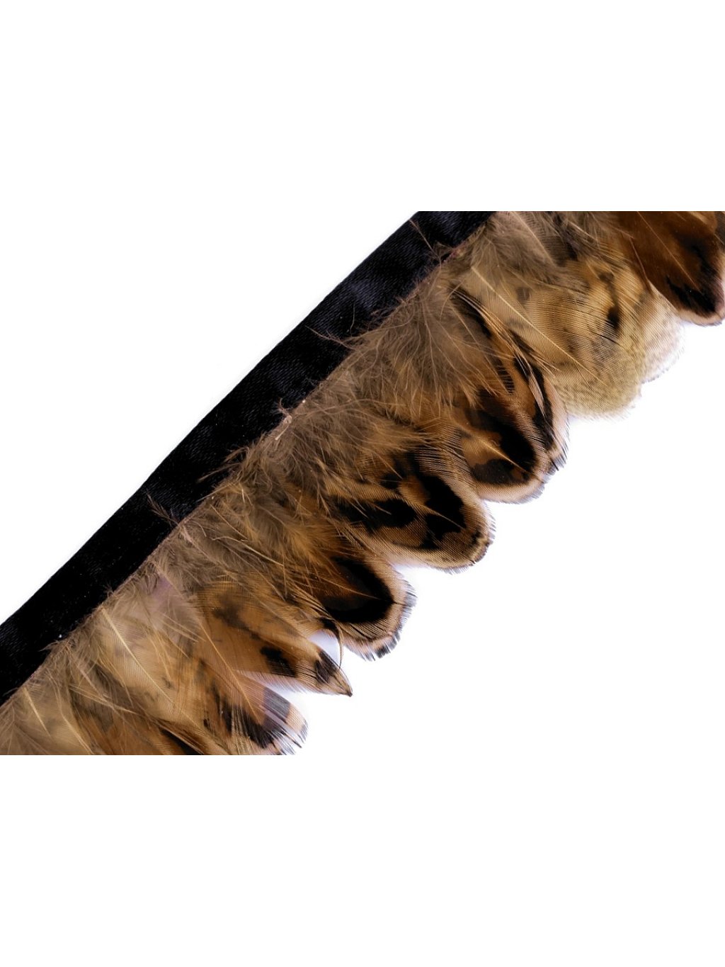 Prýmek - bažantí peří šíře 40 mm hnědá