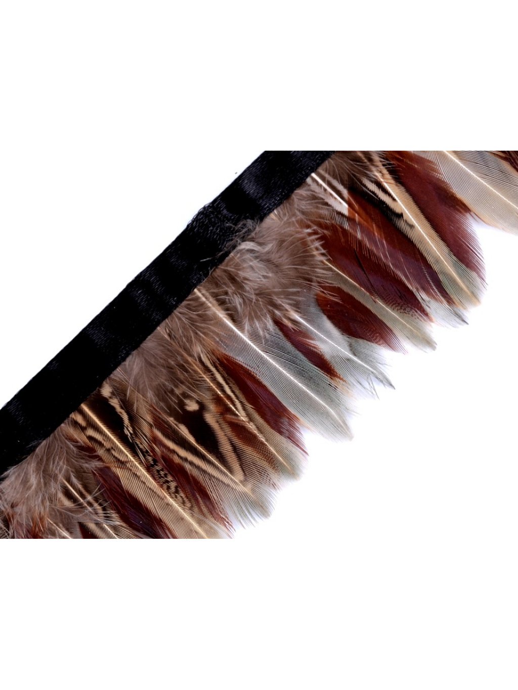 Prýmek - bažantí peří šíře 50 mm přírodní stř.