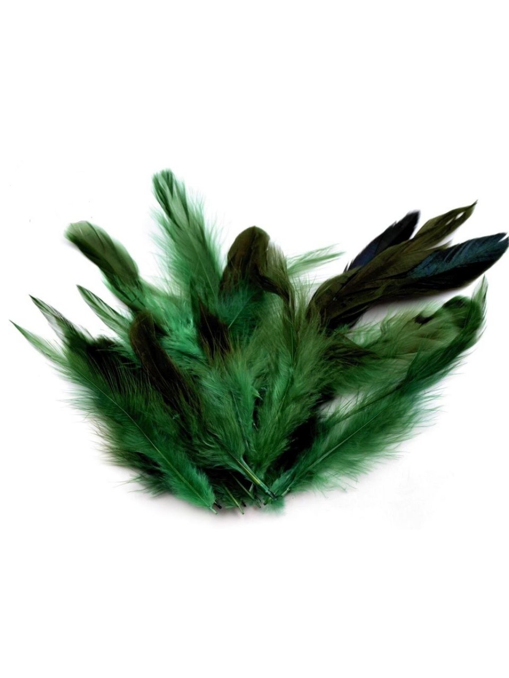 Slepičí peří tmavě zelená 6 -15 cm