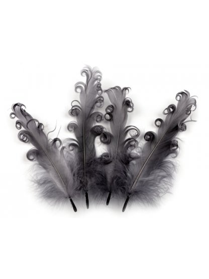 Husí peří kudrnaté tmavě šedé 13 - 18 cm