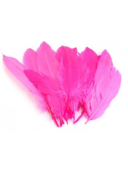 Husí peří růžové neonové 16 - 21 cm