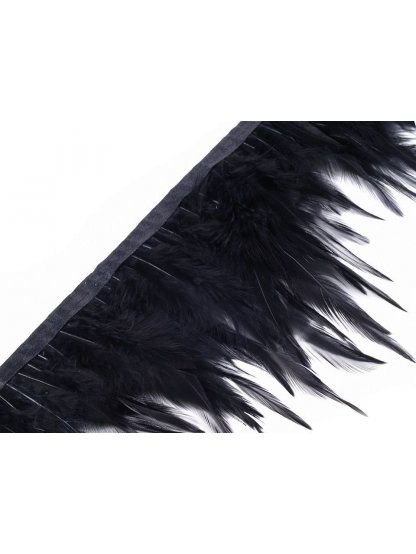Prýmek - kohoutí peří černé šíře 12 cm