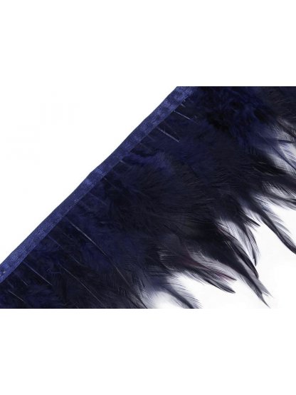 Prýmek - kohoutí peří tm. modré 12 cm