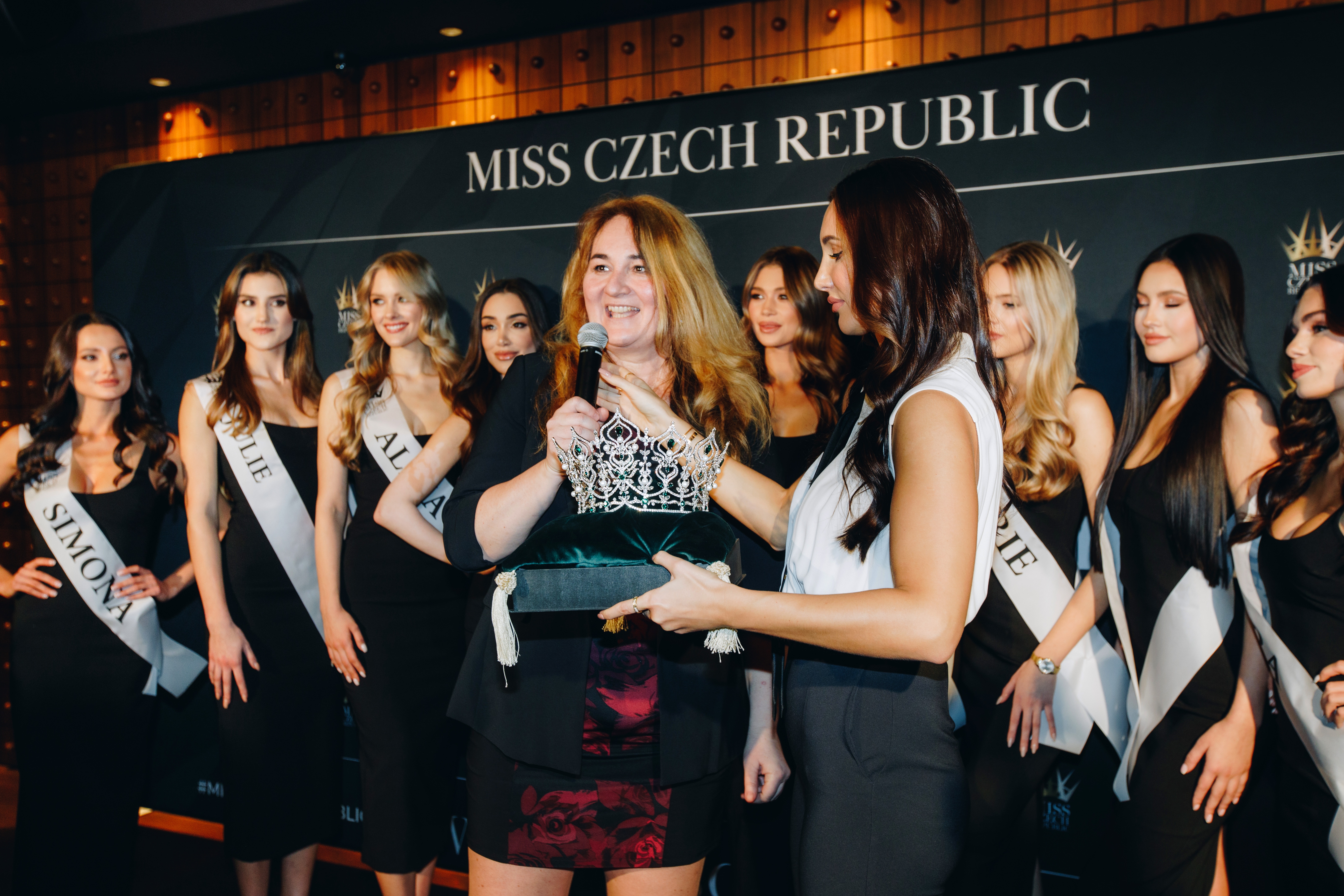 Ceremonial unveiling of the Grand Crystal Charm crown for the Miss Czech Republic 2024 competition