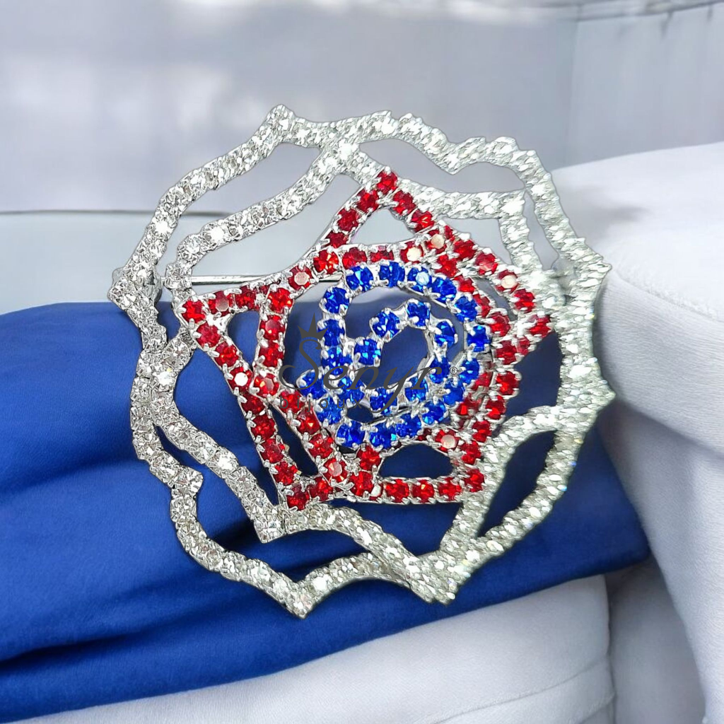 Křišťálová růže v barvách české trikolóry