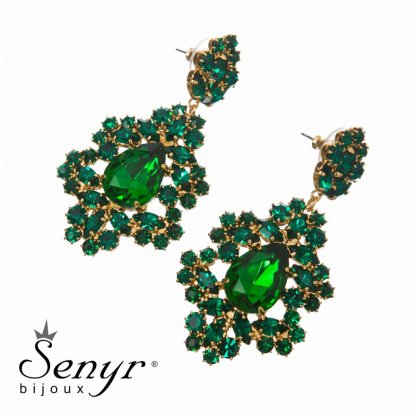 Earrings Elegant Lace Emerald