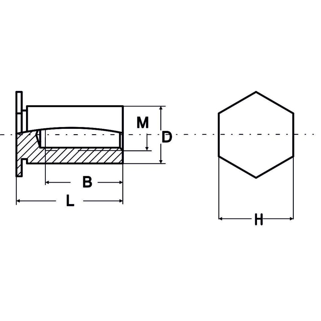 Lisovací sloupek M3x10, nerezový, slepý