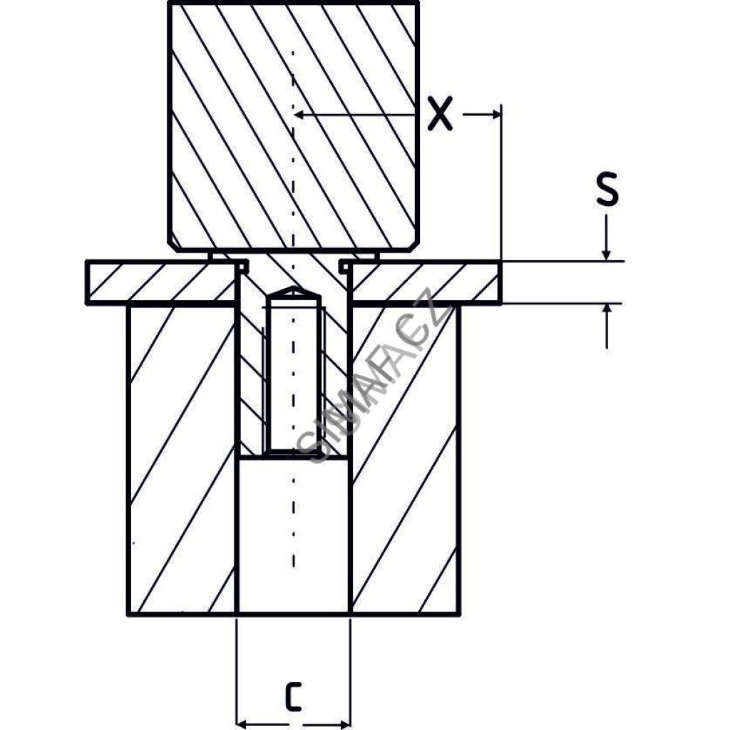 Lisovací sloupek M3x22, nerezový, slepý