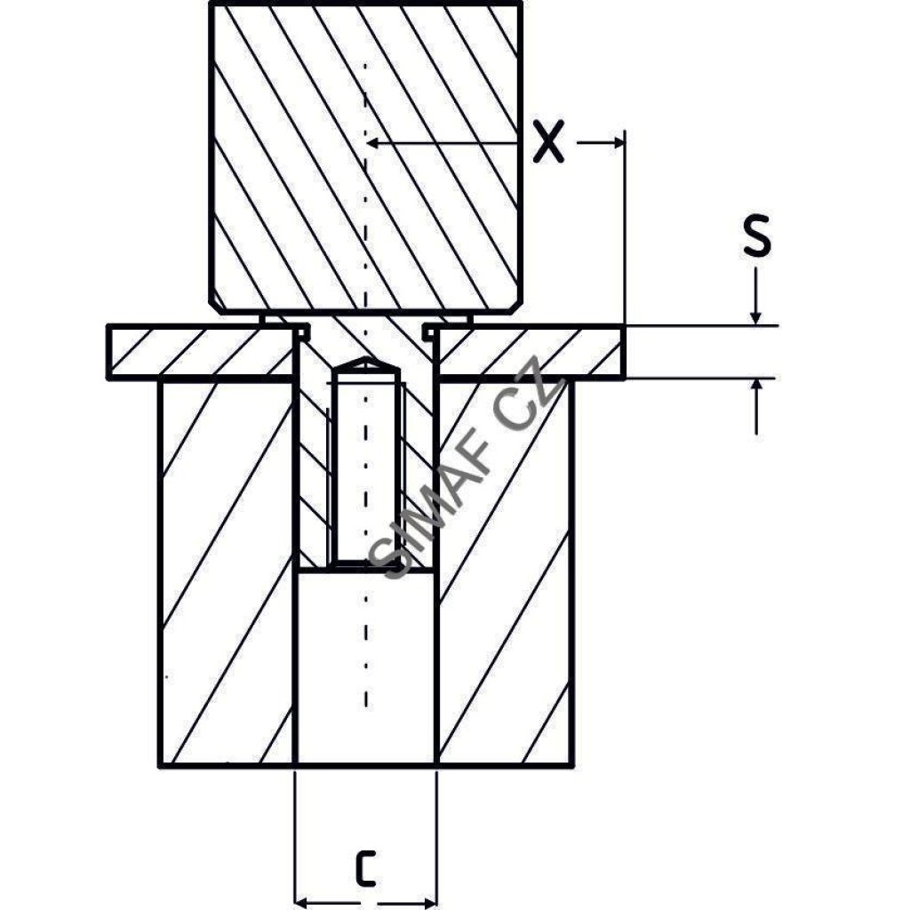Lisovací sloupek M3x8.5, hliníkový, slepý