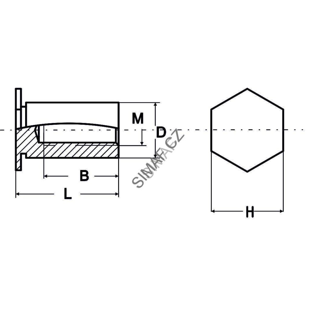 Lisovací sloupek M3x8.5, ocelový, slepý