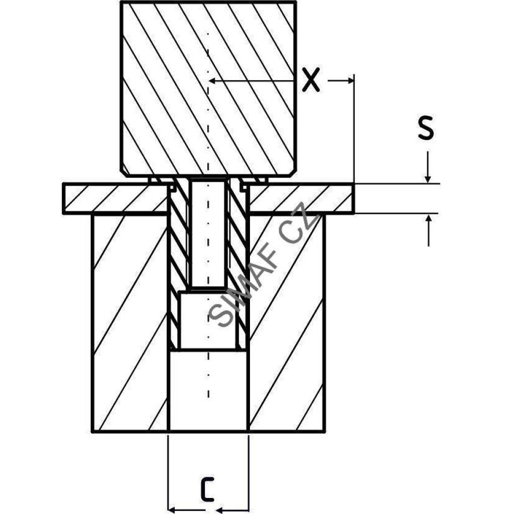 Lisovací sloupek M3x8, nerezový, tvrzený