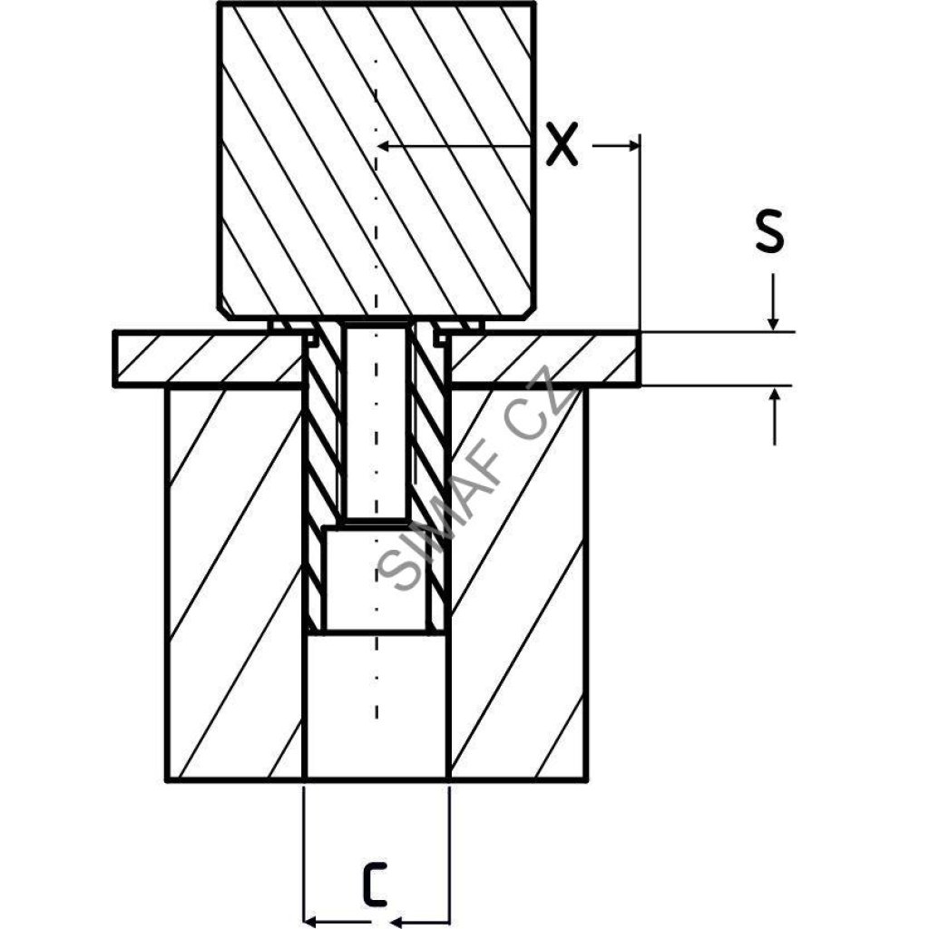 Lisovací sloupek M4x11, ocelový