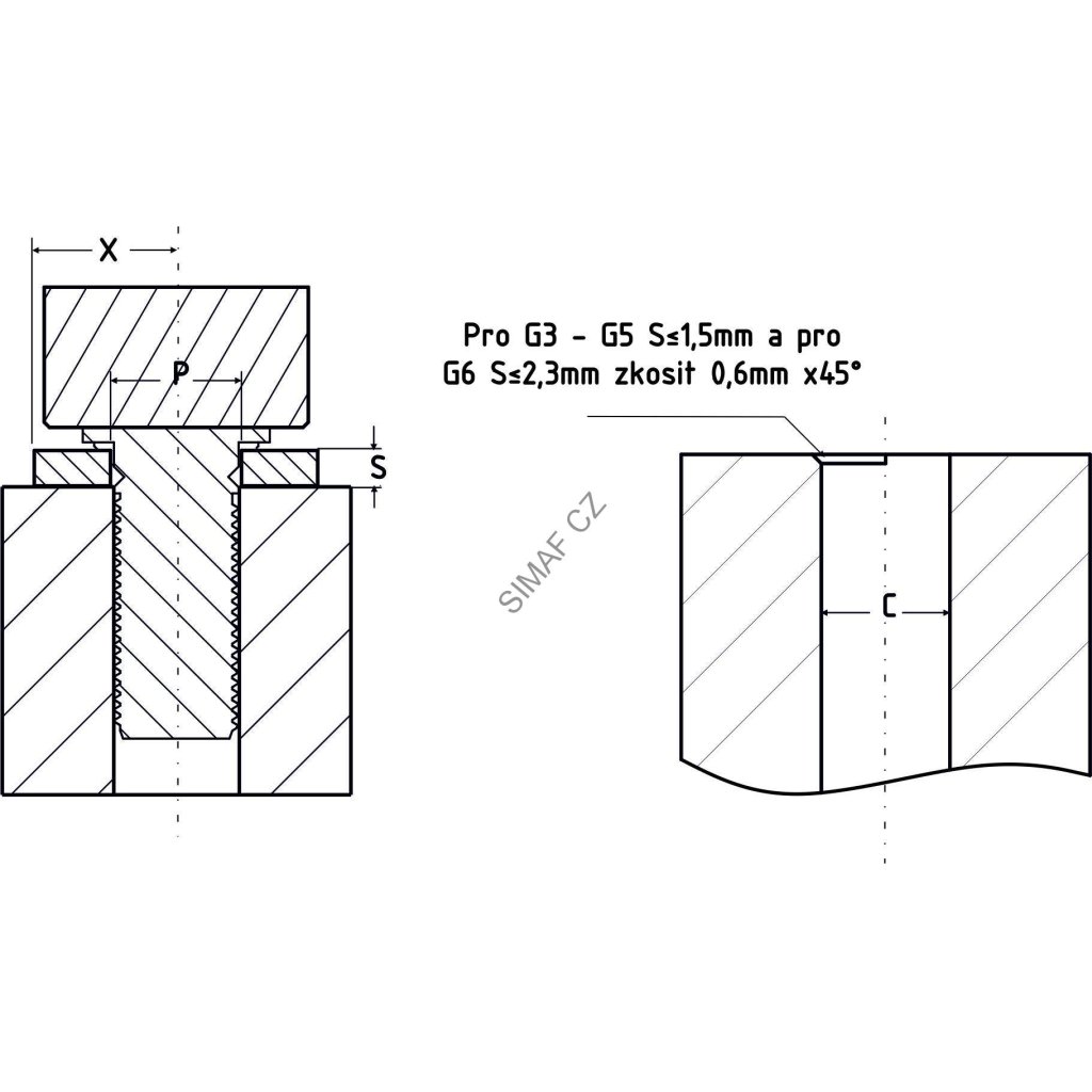 Lisovací šroub M4x14, ocelový