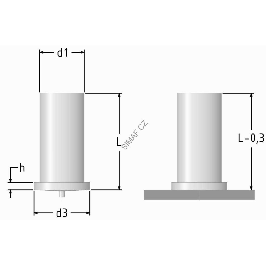 Přivařovací čep bez závitu ø4x12mm