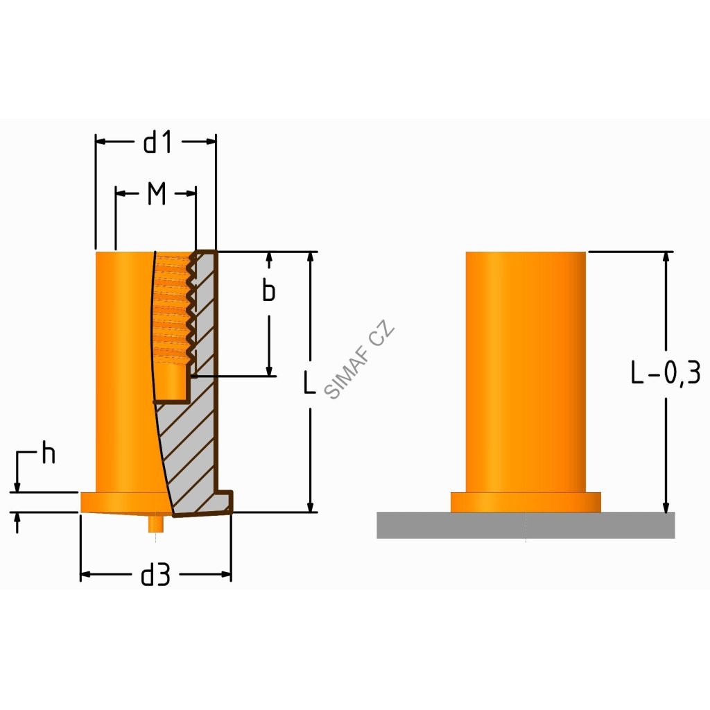 Přivařovací sloupek M4x10mm