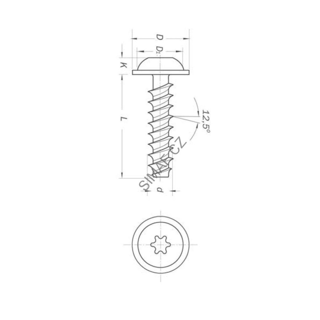 Šroub do plastu POLYFORM TORX 3.5x12