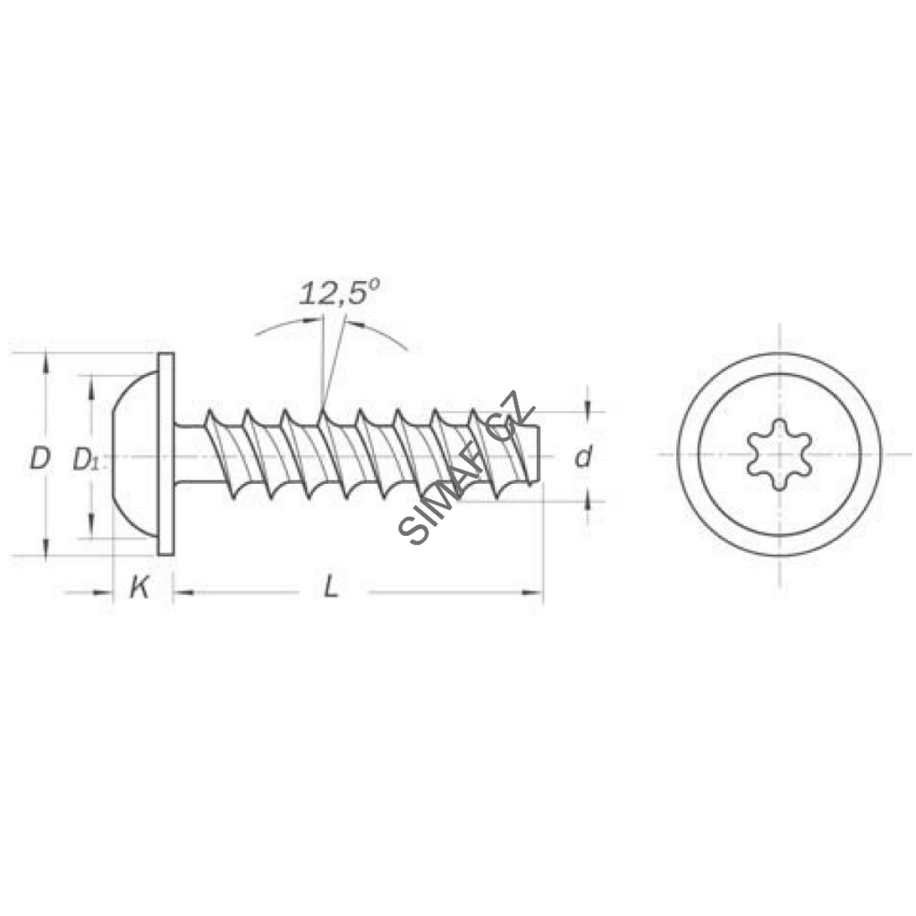 Šroub do plastu POLYFORM TORX 3x12