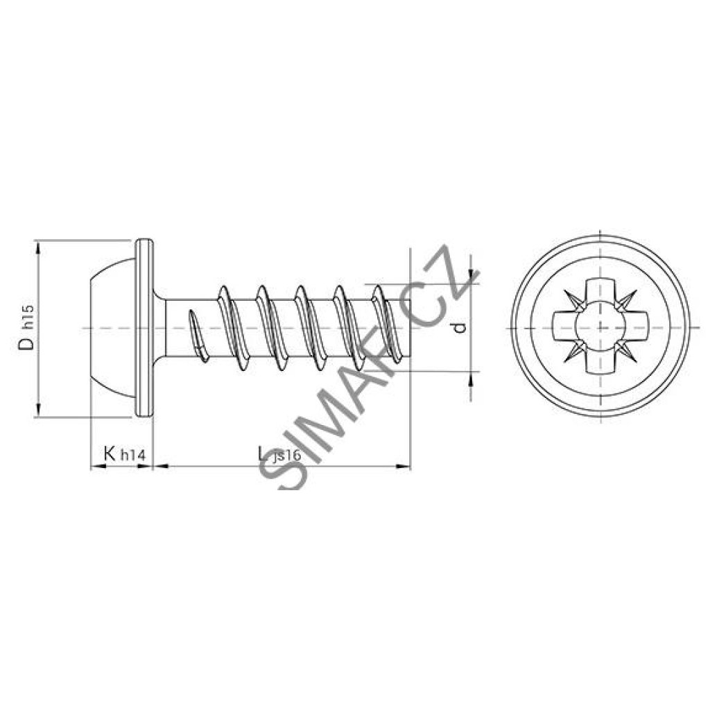 Šroub do plastu POLYPLAST 30 3x8