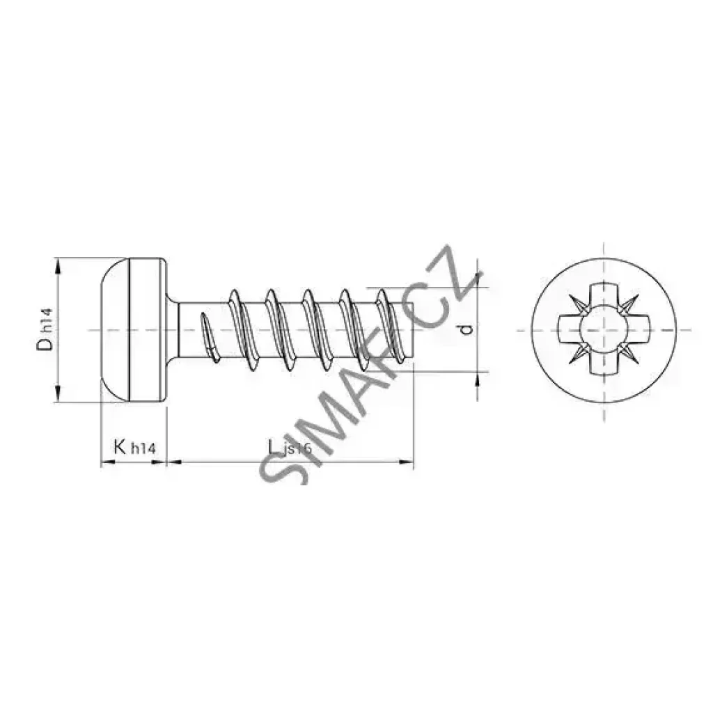 Šroub do plastu POLYPLAST 30 3x8