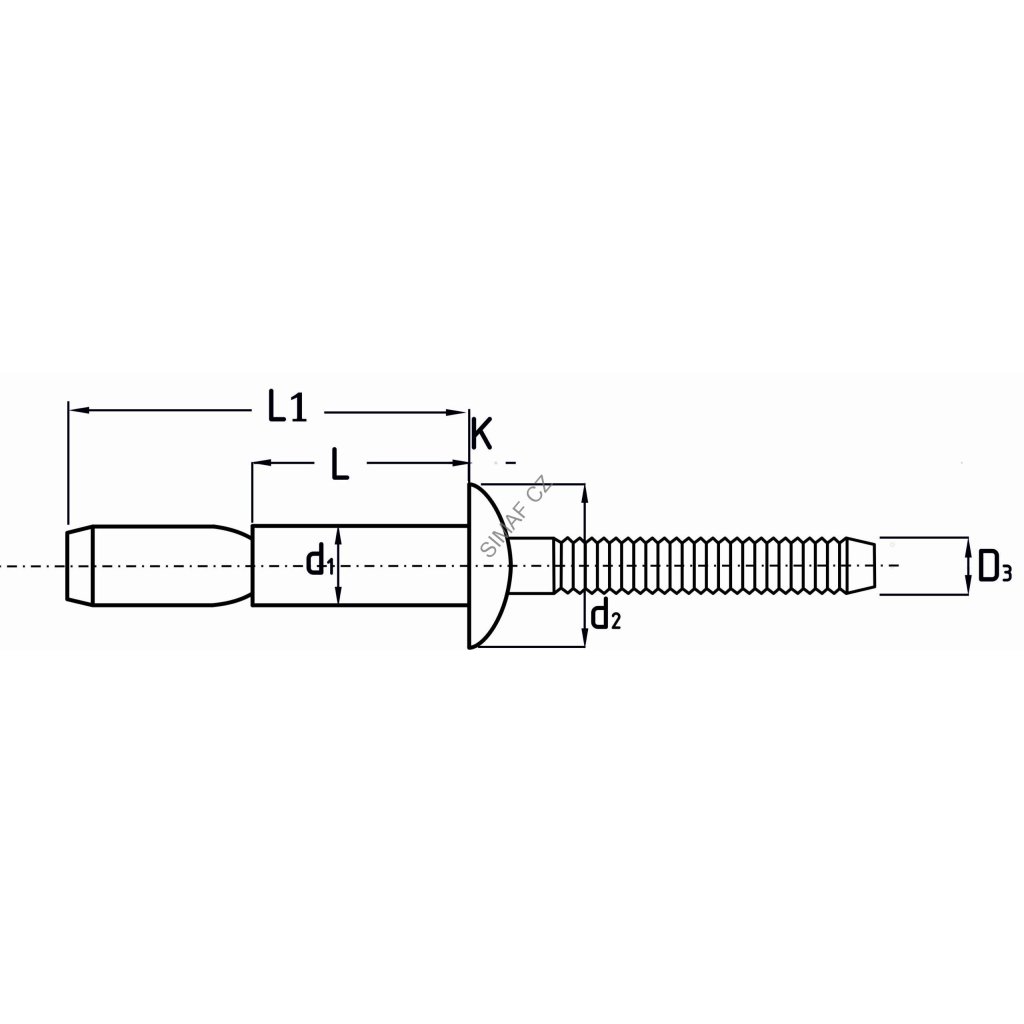 Struktuální trhací nýt Hliník / Hliník 6.4x24.5