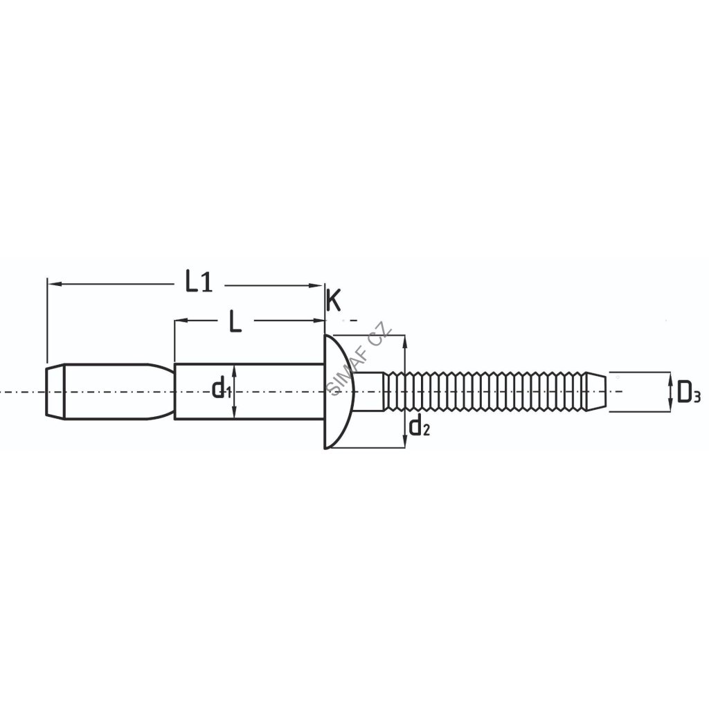 Struktuální trhací nýt Ocel / Ocel 6.4x32.9