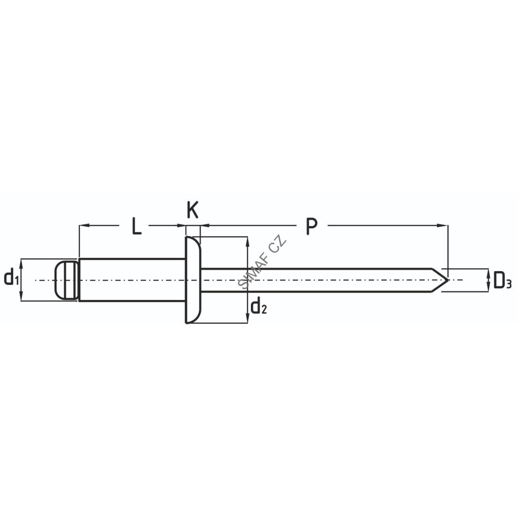 Trhací nýt Al/Ocel 2.4x4 mm