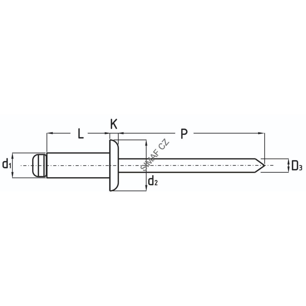 Trhací nýt Al/Ocel 4x16 mm, barva černá