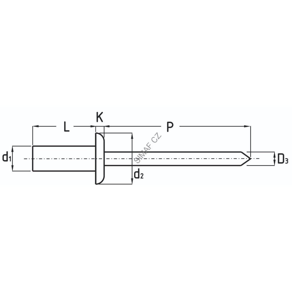 Trhací nýt uzavřený Al/Ocel 4x8 mm