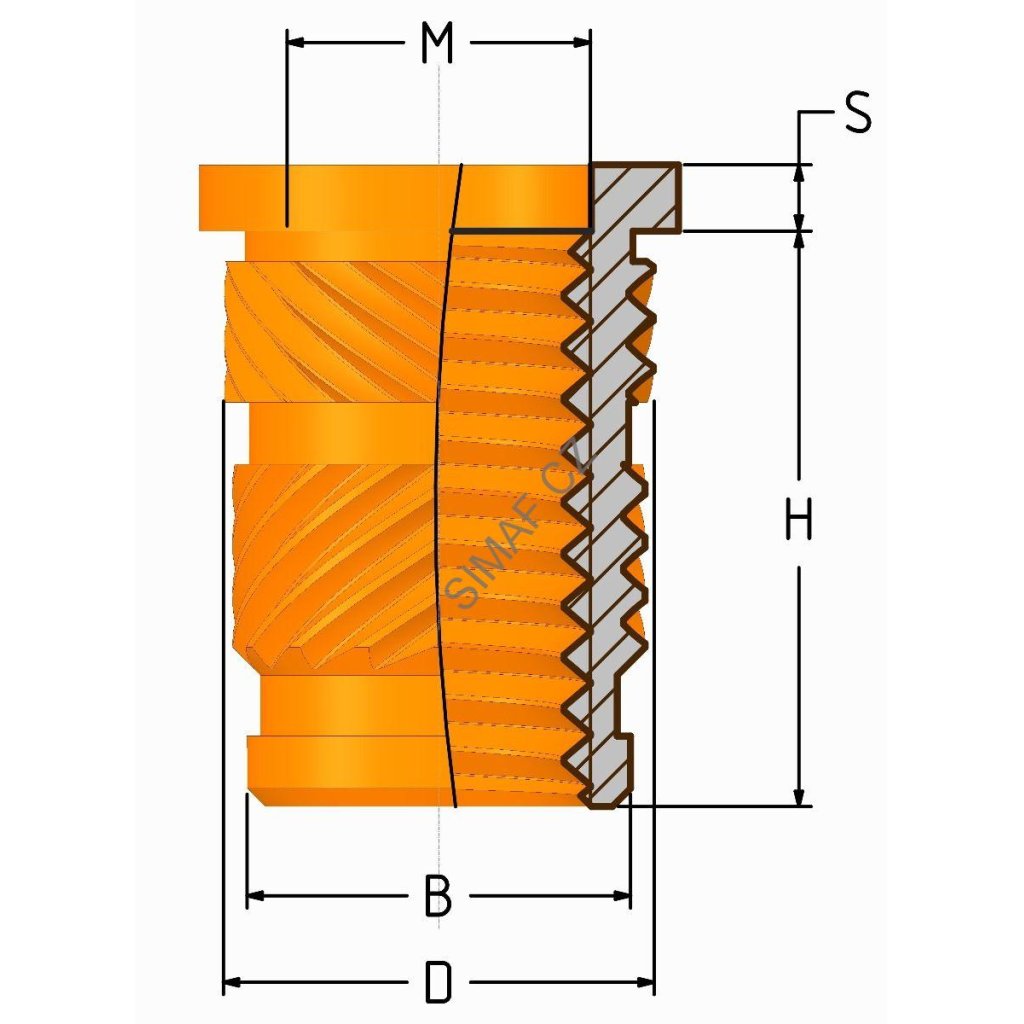 Zálisek do plastu typ DCC M5x9.5