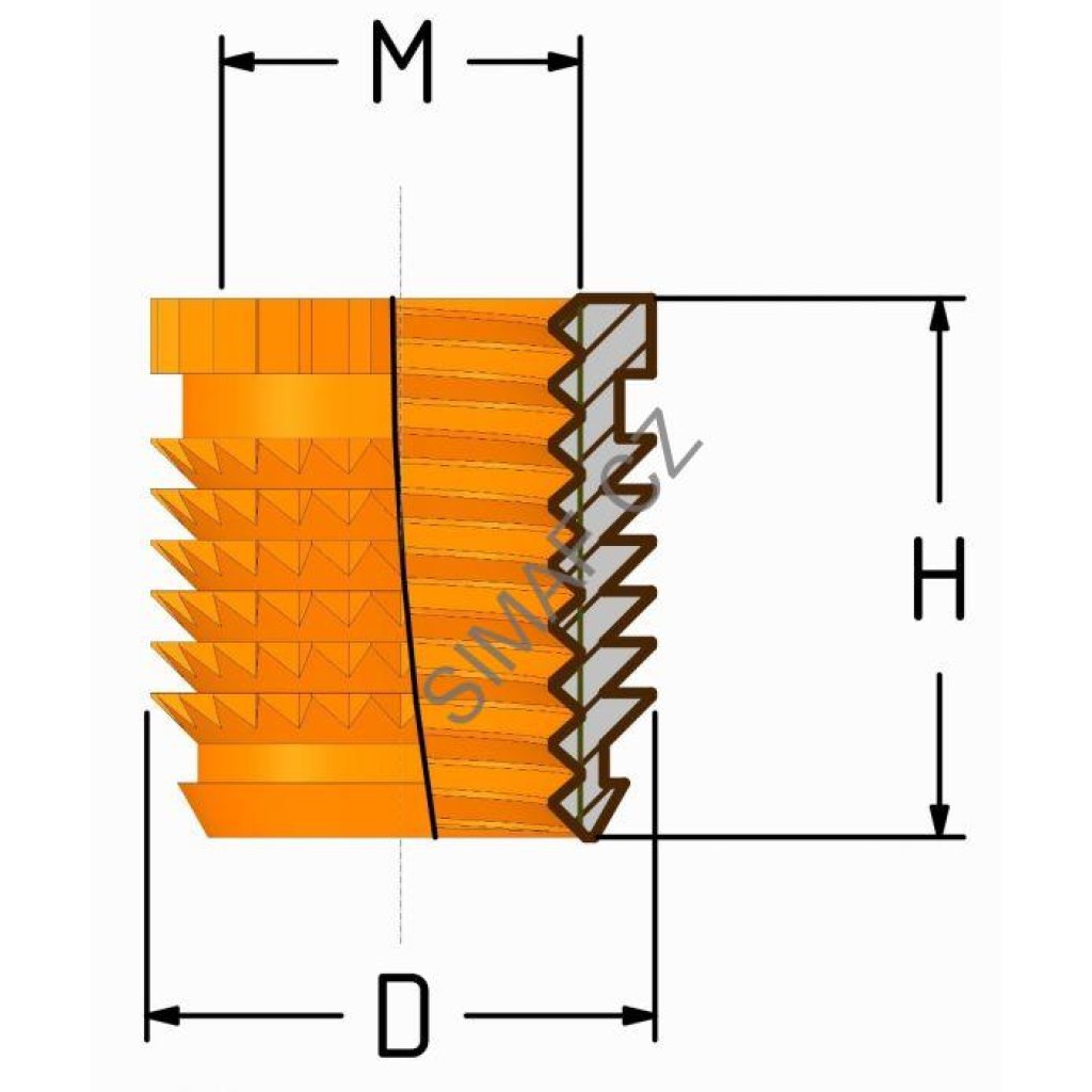 Zálisek do plastu typ TH M3x5.5