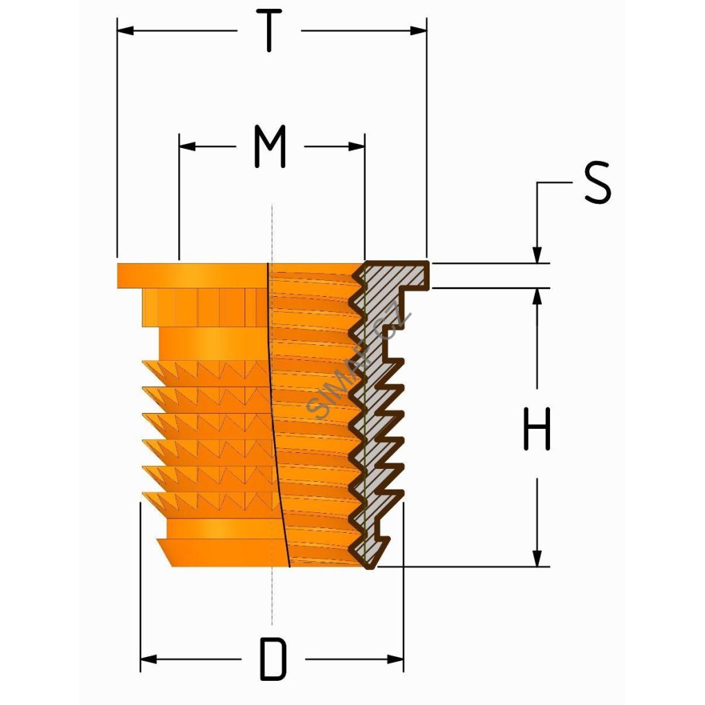 Zálisek do plastu typ THC M2x4