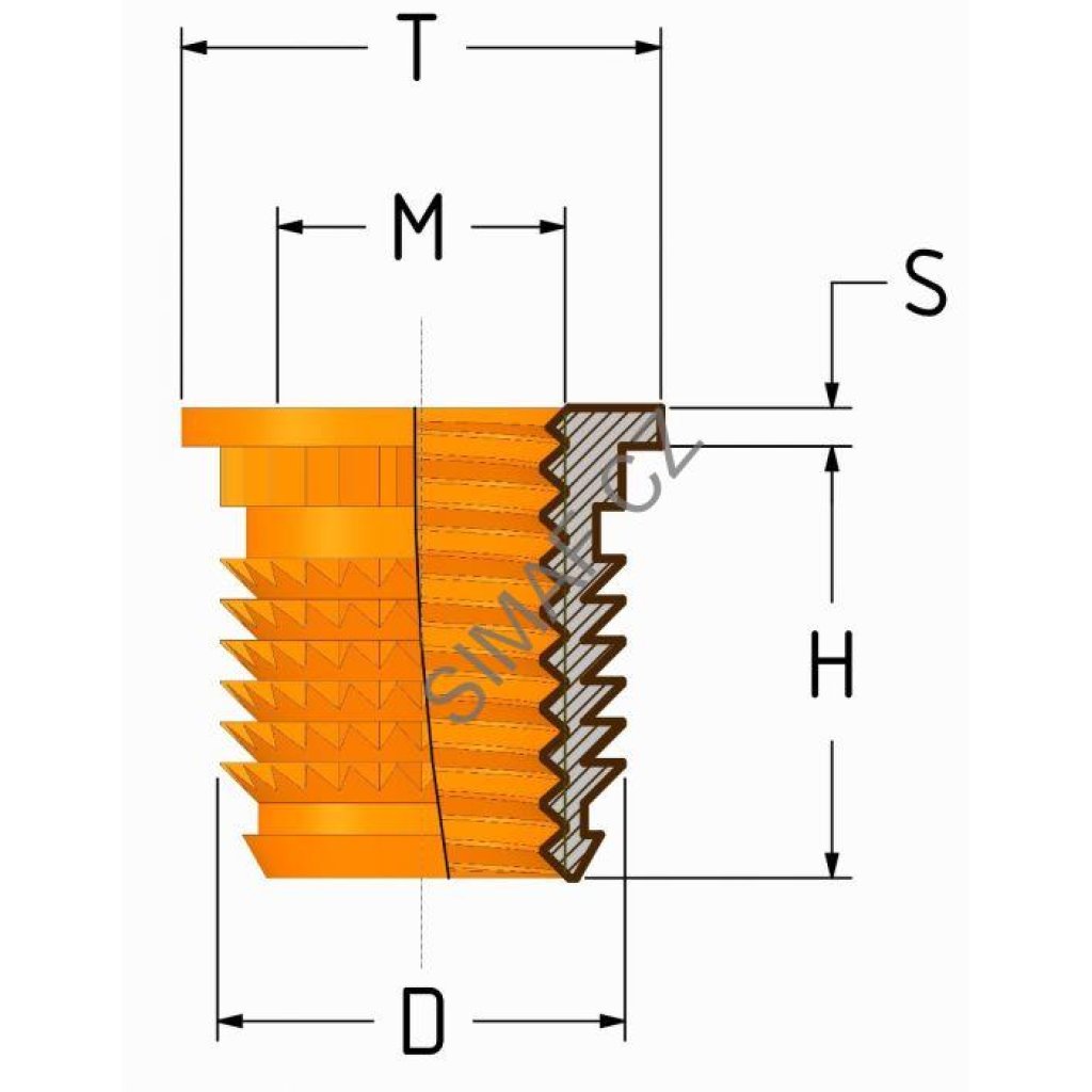 Zálisek do plastu typ THC M2.5