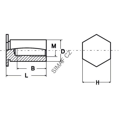 Lisovací sloupek M3x22, nerezový, slepý