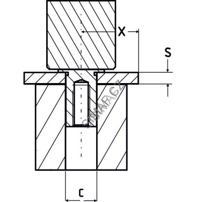 Lisovací sloupek M3x22, nerezový, slepý