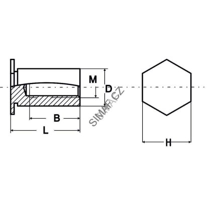 Lisovací sloupek M3x8.5, ocelový, slepý