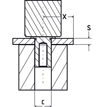 Lisovací sloupek M3x8, ocelový, slepý