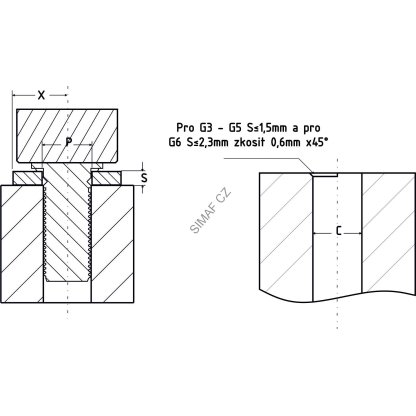Lisovací šroub M4x14, ocelový