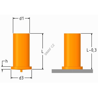 Přivařovací čep bez závitu ø6x16mm