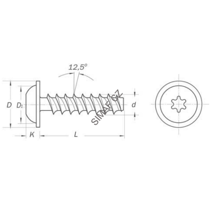 Šroub do plastu POLYFORM TORX 3x12
