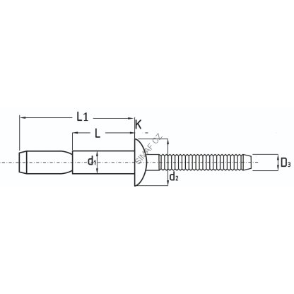 Struktuální trhací nýt Ocel / Ocel 6.4x32.9