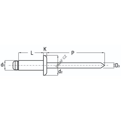 Trhací nýt Al/Ocel 4x6 mm, barva šedá