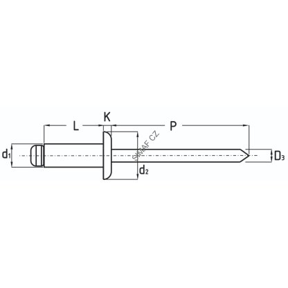 Trhací nýt Al/Ocel 6x10 mm