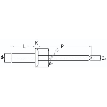 Trhací nýt uzavřený Al/Ocel 4x8 mm