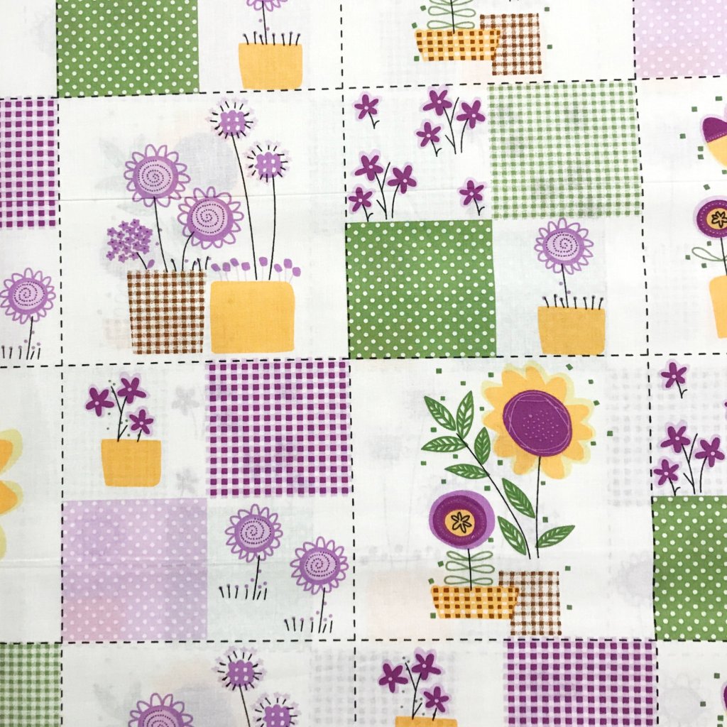Fialovo zelený patchwork 15,5 cm