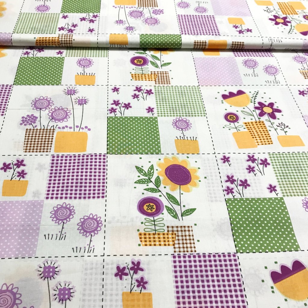 Fialovo zelený patchwork 15,5 cm