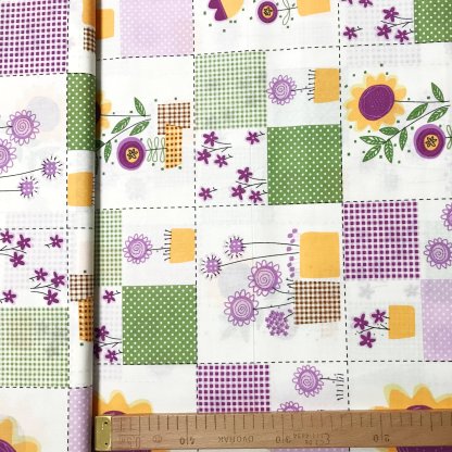 Fialovo zelený patchwork 15,5 cm