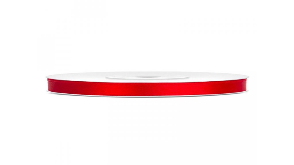 Červené saténové stuhy - 25 m / 0,6 cm