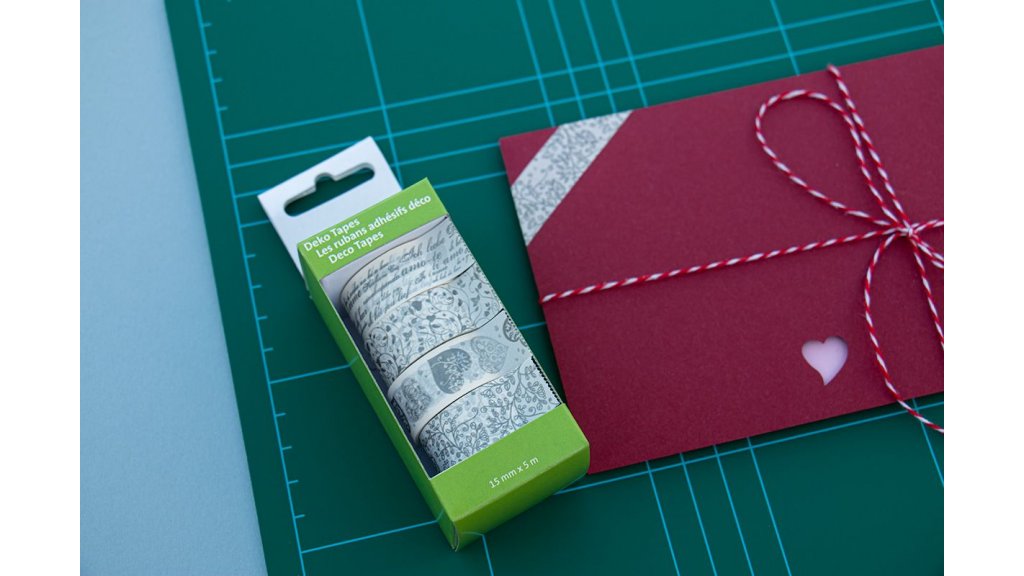 Ozdobné lepicí pásky - 4 srdcové papírové washi pásky